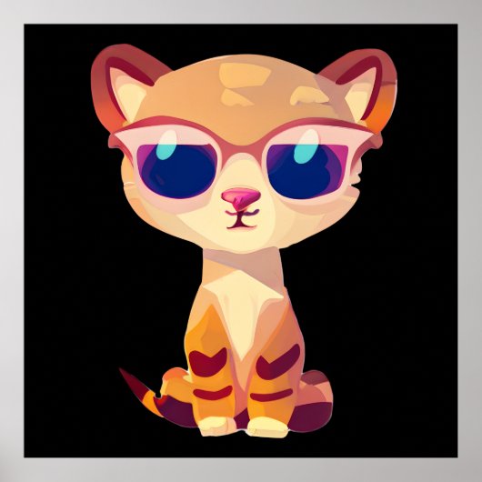 Niedlicher Baby Cheetah mit Sonnenbrille Poster (Vorne)