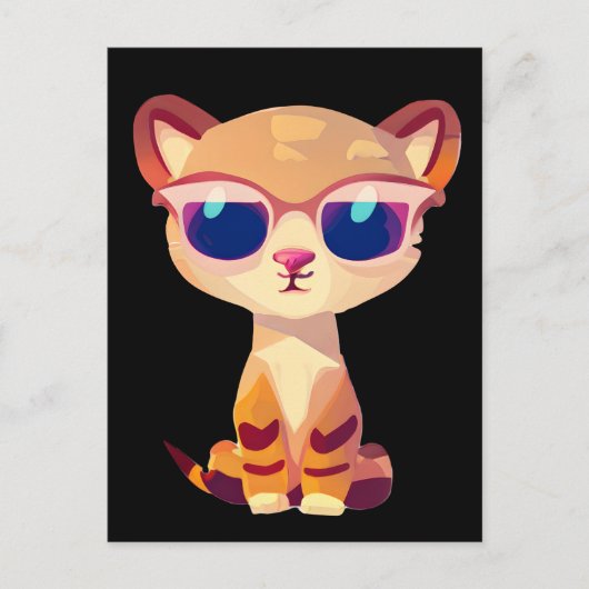 Niedlicher Baby Cheetah mit Sonnenbrille Postkarte (Vorderseite)