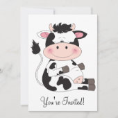 Niedlicher Baby Cow Cartoon Einladung (Vorderseite)