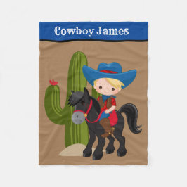 Niedlicher Baby Cowboy hinzufügen Namensdecke Fleecedecke