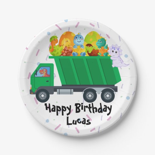 Niedlicher Baby-Dinosaurier-Eiertransporter Geburt Pappteller (Vorderseite)