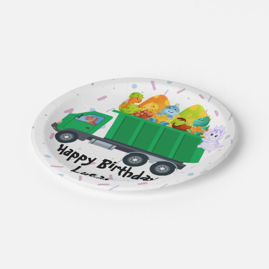 Niedlicher Baby-Dinosaurier-Eiertransporter Geburt Pappteller (Schrägansicht)