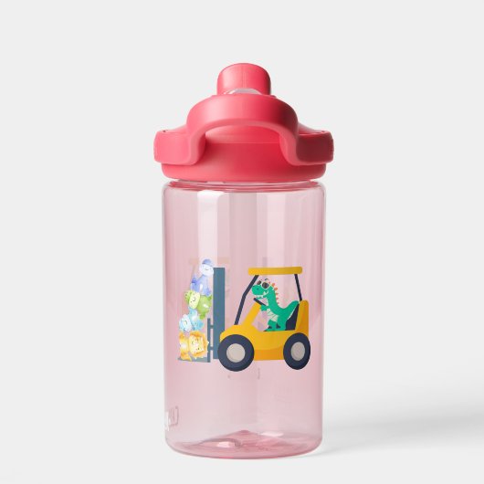 Niedlicher Baby-Dinosaurier Traktor Rücken 2 Schul Trinkflasche (Rückseite)