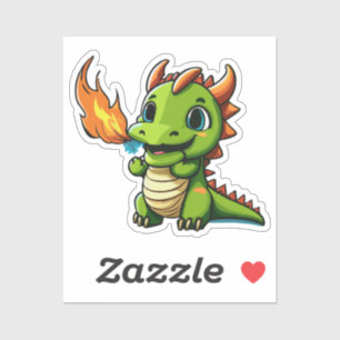 Niedlicher Baby-Drache mit frischem Atem Aufkleber