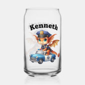 Niedlicher Baby-Drachenbeamter in einem blauen Pol Dosenglas (Rückseite)