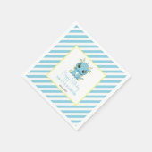 Niedlicher Baby Dragon Blue Stripes Geburtstag Serviette (Ecke)