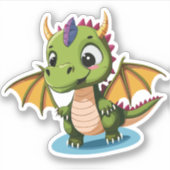 Niedlicher Baby Dragon Cartoon Aufkleber (Vorderseite)