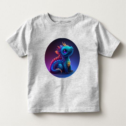Niedlicher Baby Dragon in Rainbow Blue Kleinkind T-shirt (Vorderseite)