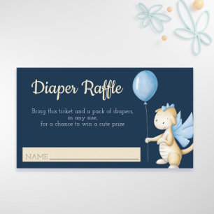 Niedlicher Baby Dragon mit Balloon Diaper Raffle Begleitkarte