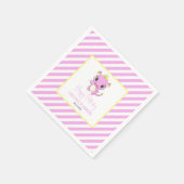 Niedlicher Baby Dragon Pink Stripes Geburtstag Serviette (Ecke)