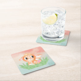 Niedlicher Baby Dragon Watercolor Paper Untersetze Rechteckiger Pappuntersetzer