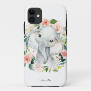Niedlicher Baby Elefant im Blumenkranz Case-Mate iPhone Hülle
