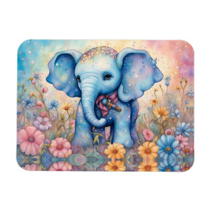 Niedlicher Baby Elefant in einem Pastel Daisy Gard Magnet