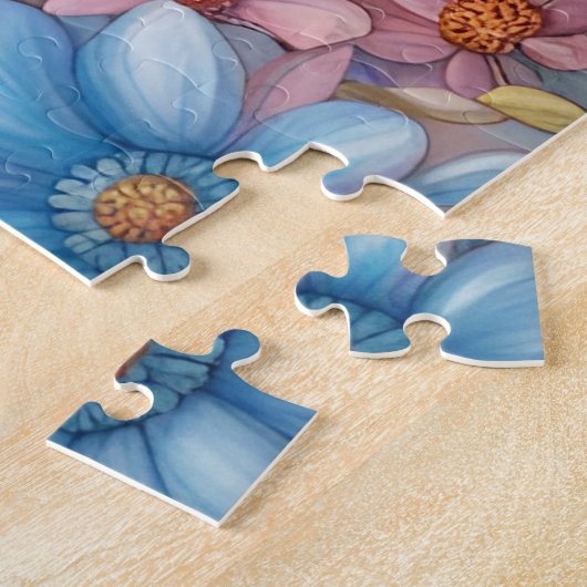 Niedlicher Baby Elefant in einem Pastel Daisy Gard Puzzle (Seite)