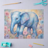 Niedlicher Baby Elefant in einem Pastel Daisy Gard Seidenpapier (Basteln)