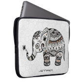 Niedlicher Baby-Elefant in schwarz-braunen Diamant Laptopschutzhülle (Vorne Rechts)