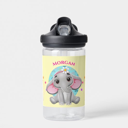 Niedlicher Baby-Elefant, Kindername Trinkflasche (Vorne)