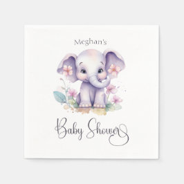 Niedlicher Baby Elefant mit Blume Babydusche Serviette
