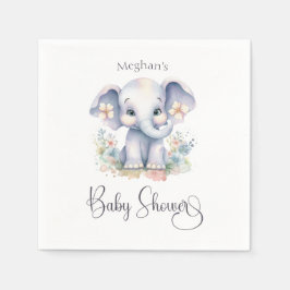 Niedlicher Baby Elefant mit Blume Babydusche Serviette