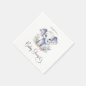 Niedlicher Baby Elefant mit Blume Babydusche Serviette (Ecke)