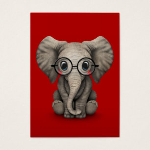 Niedlicher Baby-Elefant mit den Lesegläsern rot