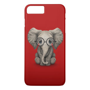 Niedlicher Baby-Elefant mit den Lesegläsern rot iPhone 8 Plus/7 Plus Hülle