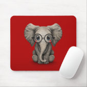 Niedlicher Baby-Elefant mit den Lesegläsern rot Mousepad (Mit Mouse)