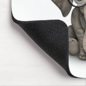 Niedlicher Baby-Elefant mit den Lesegläsern weiß Mousepad (Ecke)