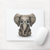 Niedlicher Baby-Elefant mit den Lesegläsern weiß Mousepad (Mit Mouse)