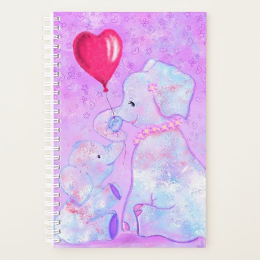 Niedlicher Baby Elefant mit Mama Planner Planer (Vorderseite)