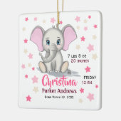 Niedlicher Baby Elefant mit rosa Ohren Mädchen Geb Keramikornament (Links)