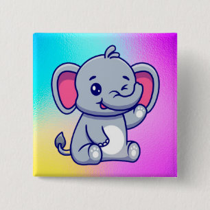 Niedlicher Baby-Elefant sitzt Cartoon-23800 Button
