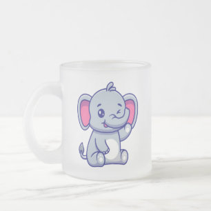 Niedlicher Baby-Elefant sitzt Cartoon-23800 Mattglastasse