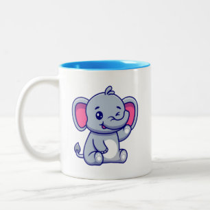 Niedlicher Baby-Elefant sitzt Cartoon-23800 Zweifarbige Tasse