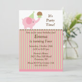 Niedlicher Baby-Elefant u. Einladung (Stehend Vorderseite)