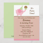 Niedlicher Baby-Elefant u. Einladung (Vorne/Hinten)