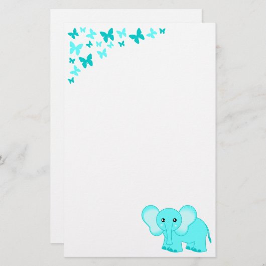 Niedlicher Baby-Elefant und Briefpapier (Vorne/Hinten)