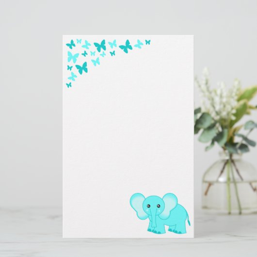 Niedlicher Baby-Elefant und Briefpapier (Stehend Vorderseite)