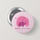 Niedlicher Baby-Elefant und Mama-Eltern-Liebe Button (Vorne & Hinten)