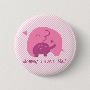 Niedlicher Baby-Elefant und Mama-Eltern-Liebe Button