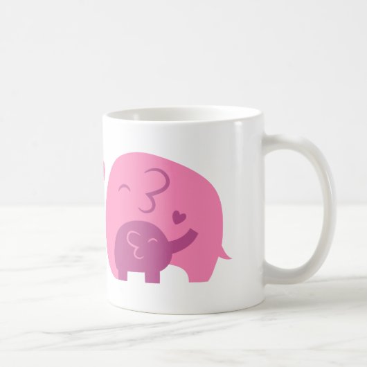 Niedlicher Baby-Elefant und Mama-Eltern-Liebe Kaffeetasse (Rechts)