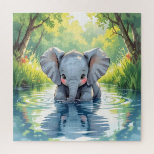 Niedlicher Baby-Elefant und Spiegelbild Puzzle