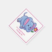 Niedlicher Baby Elephant & Blume Personalisiert Serviette (Ecke)