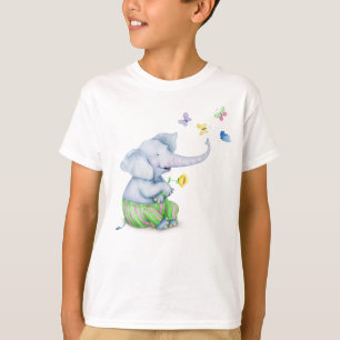 Niedlicher Baby Elephant & Butterflies Illustratio T-Shirt