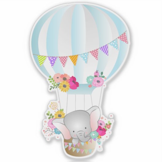 Niedlicher Baby Elephant in einem Luftballon Aufkleber (Vorderseite)