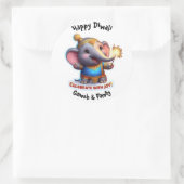 Niedlicher Baby Elephant in festlicher Kleidung Di Runder Aufkleber (Tasche)