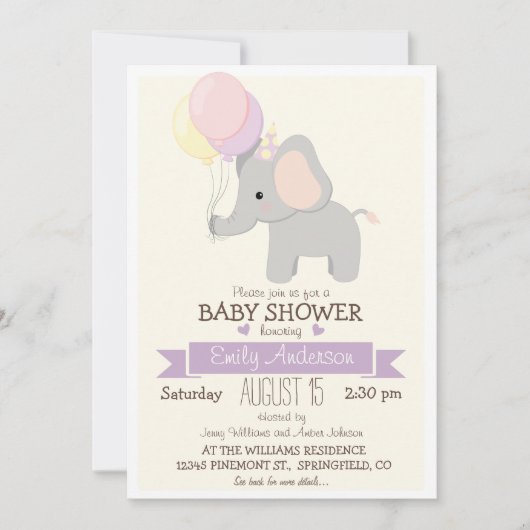 Niedlicher Baby Elephant, Jungle Zoo Animal Baby D Einladung (Vorderseite)