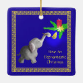 Niedlicher Baby Elephant leuchtet ein Kerzenlicht  Keramikornament (Rückseite)