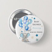 Niedlicher Baby Elephant mit Balloons Boy Baby Dus Button (Vorne & Hinten)