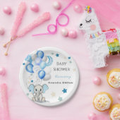 Niedlicher Baby Elephant mit Balloons Boy Baby Dus Pappteller (Party)